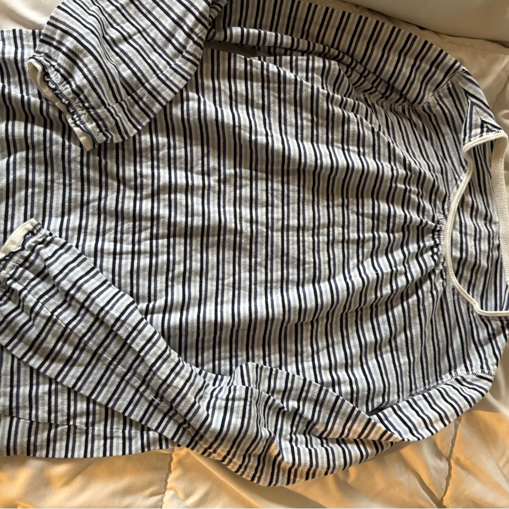 Lands' End Navy and White Striped Shirt